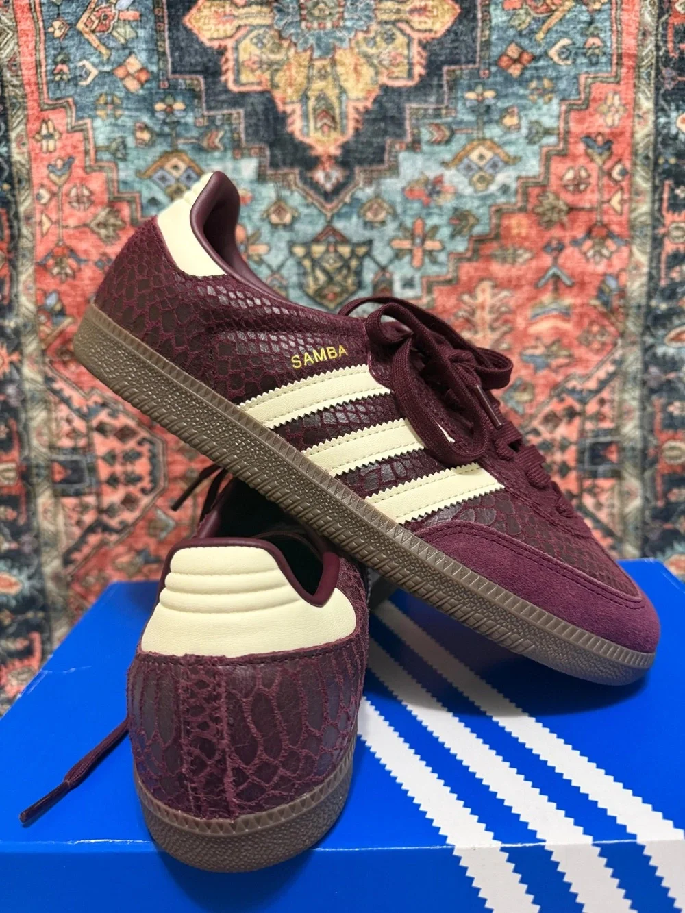adidas Samba OG Snakeskin Maroon Cream White (Women's)